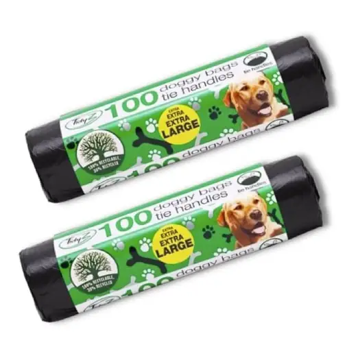 200 TidyZ Extra large Extra Strong Tie Handle Doggy Bags (2 packs of 100)